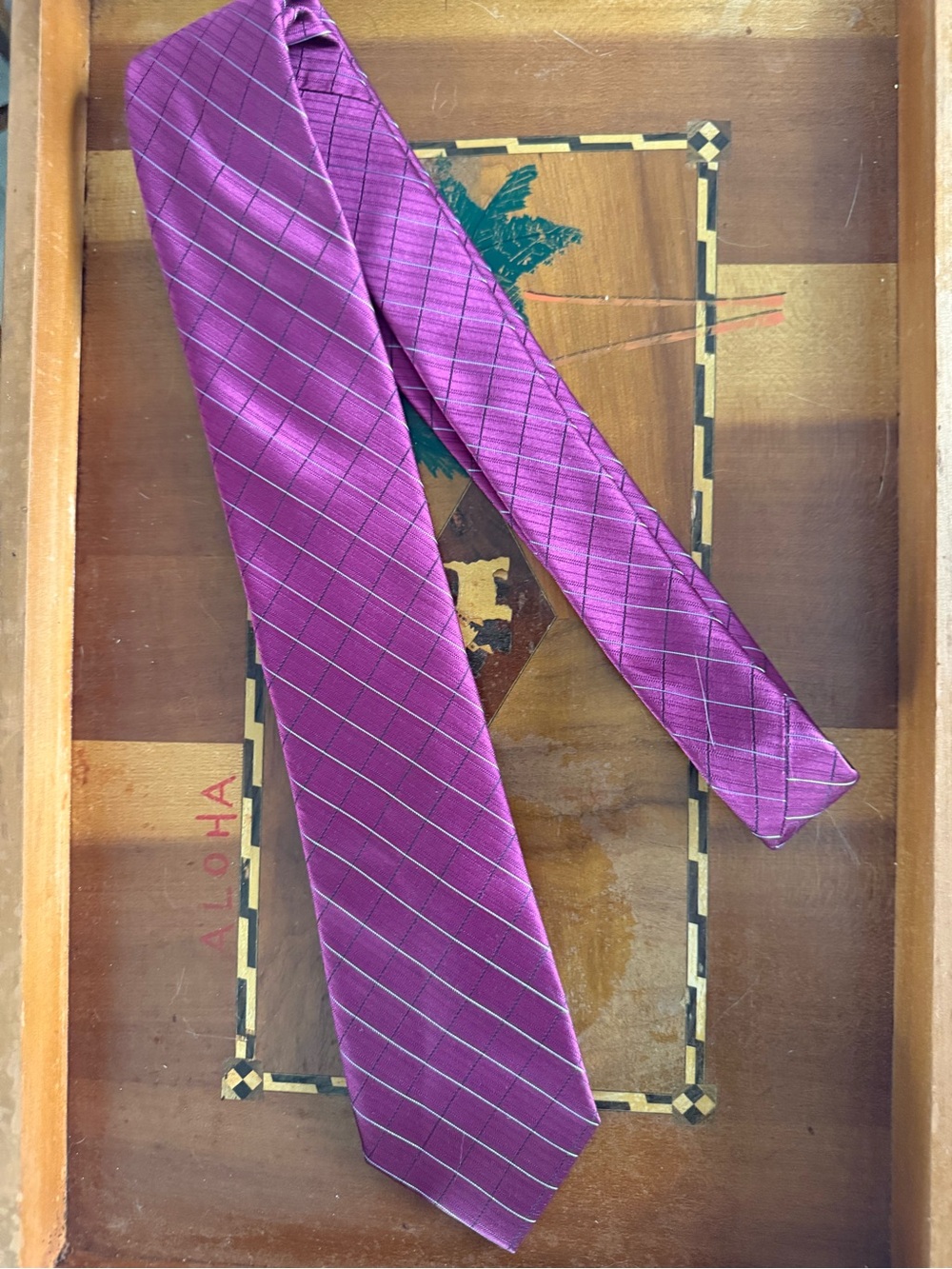 Calvin Klein Magenta Plaid Men's Tie